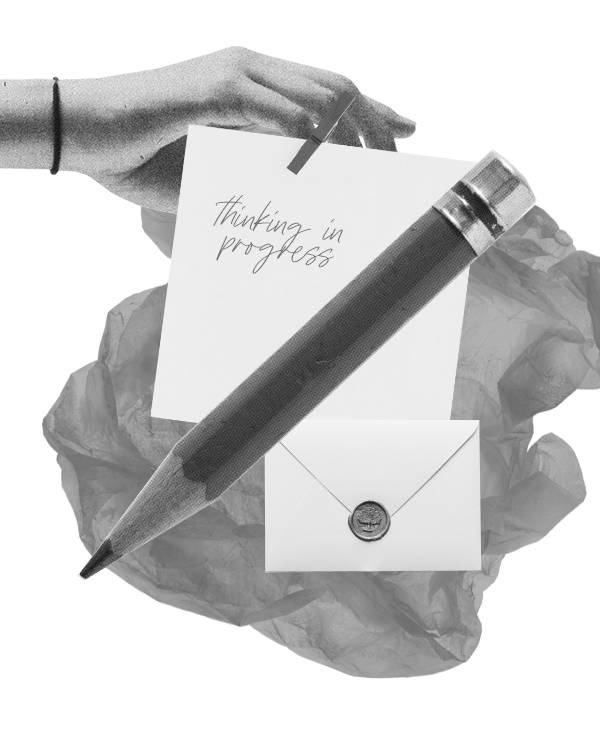 pencil, paper, hand, thinking on paper